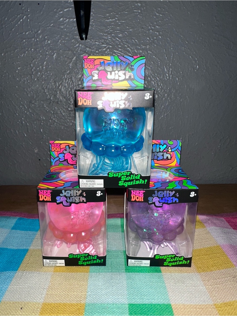 Authentic NeeDoh Jelly Squish Set - Blue, Pink, Purple